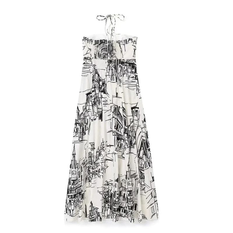 Ava - Elegante maxi-jurk met halterhals en stadsprint